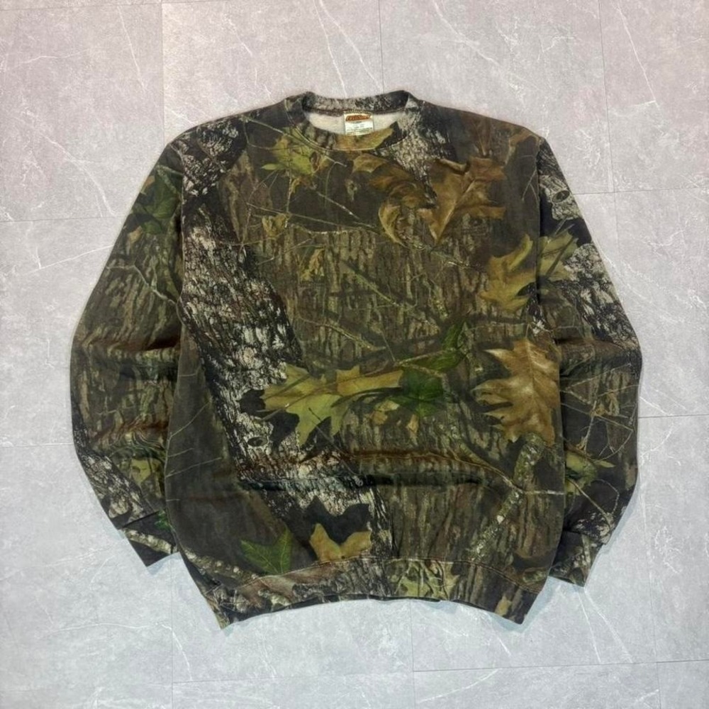 90's Green and brown camo crewneck sweatshirt #camo